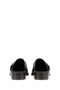 Our legacy men’s mule camion black leather mules with sleek minimalist design and chunky soles front view