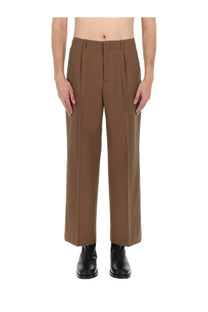 Our Legacy men’s pantalone sartoriale con pieghe brown pleated trousers with a straight-leg cut in cotton blend