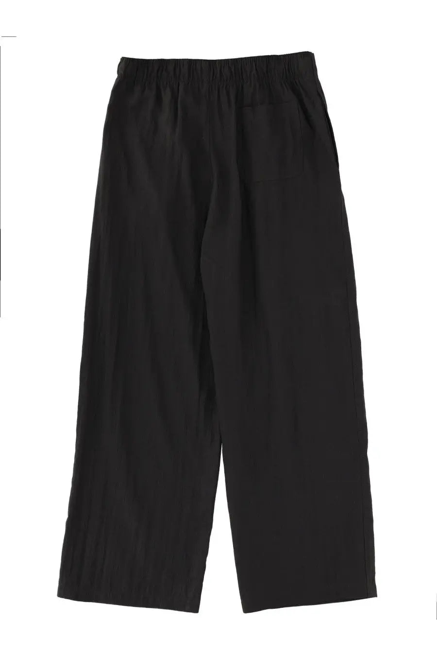Our Legacy men’s pantaloni leisure black wide-leg trousers with elastic waistband and relaxed flowing fabric