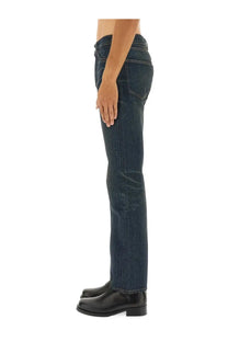 Our Legacy men’s dark indigo denim jeans with straight-leg cut and classic five-pocket design