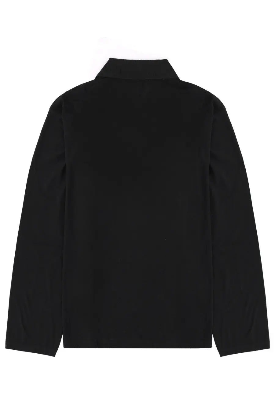 Our Legacy men’s polo rugby black long-sleeved shirt with classic collar and smooth fabric front view