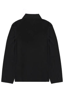 Our Legacy men’s polo rugby black long-sleeved shirt with classic collar and smooth fabric front view