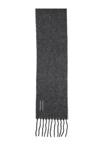 Our legacy men’s scarf summer grey is a dark gray woolen scarf with fringed ends and a subtle textured weave