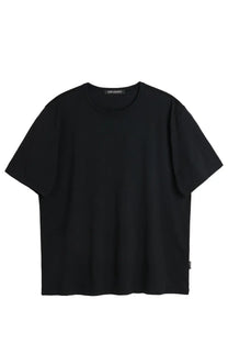 Our Legacy men’s oversized black crew neck t shirt with short sleeves and subtle label at the neckline