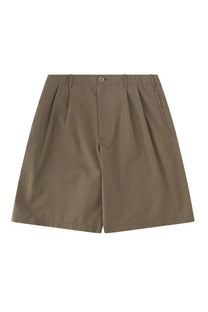 Our Legacy men’s shorts Bridge Green khaki pleated with button closure and side pockets for casual wear