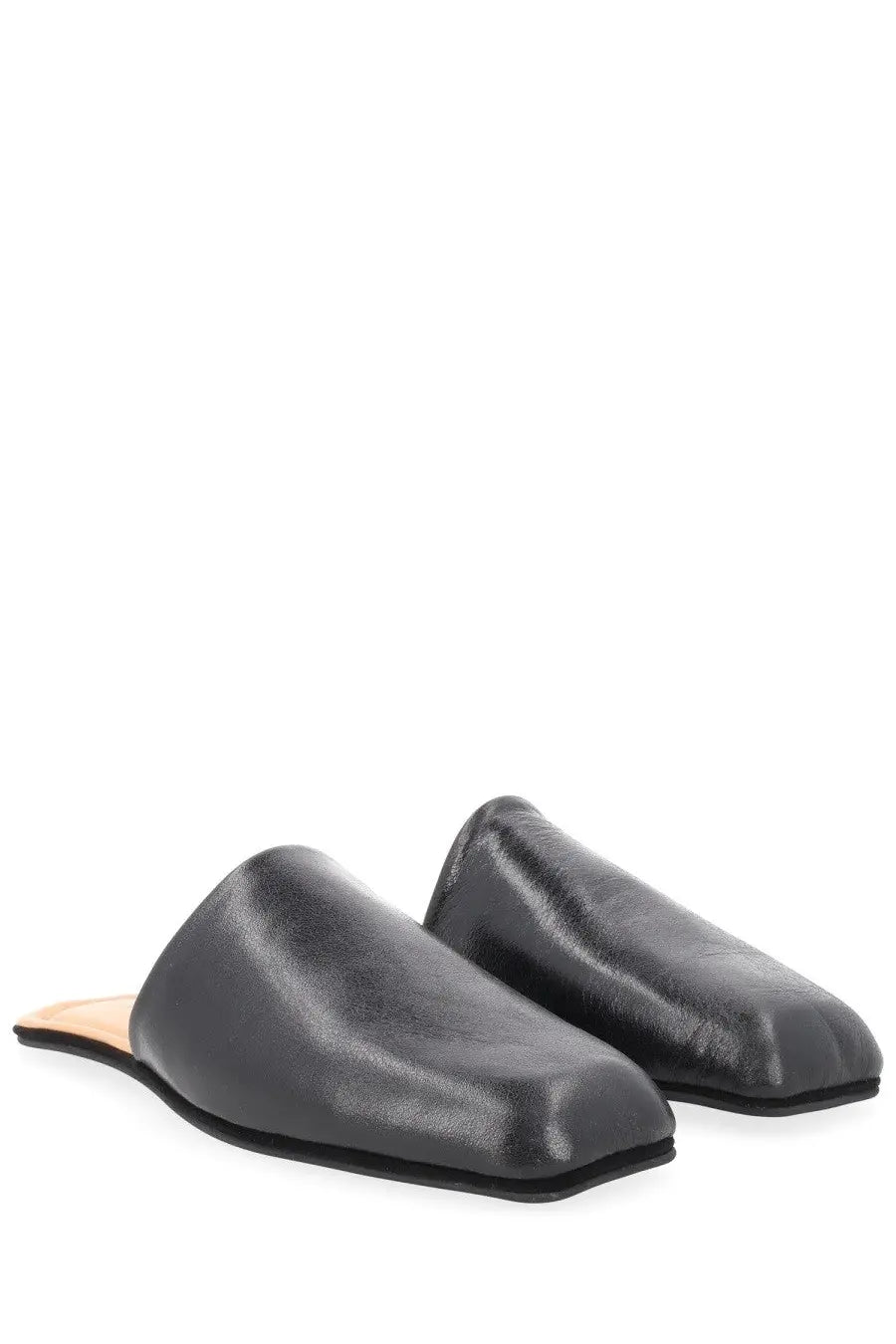 Our Legacy men’s slipper cigar black black leather mules with sleek minimalist design and square toe