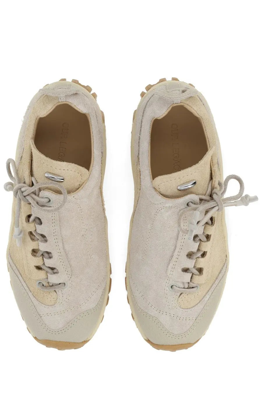 Our legacy men’s sneaker Gabe beige in beige suede and canvas with matching laces and chunky rubber sole