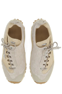 Our legacy men’s sneaker Gabe beige in beige suede and canvas with matching laces and chunky rubber sole