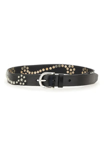 Our Legacy men’s star fall belt black black leather adorned with silver and gold-toned swirling star-shaped studs