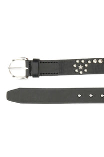 Our Legacy men’s star fall belt black leather with silver-toned studs and star-shaped accent near the buckle