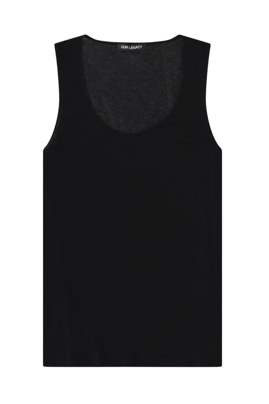 Our Legacy men’s athletic black sleeveless tank top with soft lightweight fabric and subtle textured lining