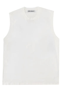 Our Legacy men’s tank top breathe white sleeveless top with minimalist design and soft breathable fabric