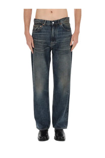 Our Legacy men’s third cut jeans blue dark-wash denim with relaxed straight-leg and classic five-pocket design