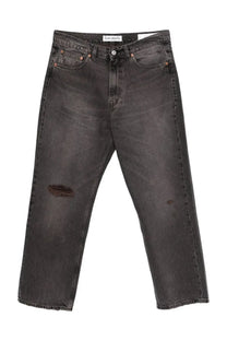 Our Legacy men’s third cut jeans grey dark gray distressed denim with a relaxed fit and subtle fading