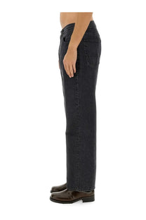 Our Legacy men’s Third Cut jeans grey dark-wash denim with straight-leg cut and classic five-pocket design
