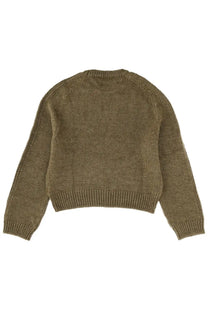 Our Legacy men’s true roundneck olive green ribbed-knit sweater with relaxed fit and long sleeves