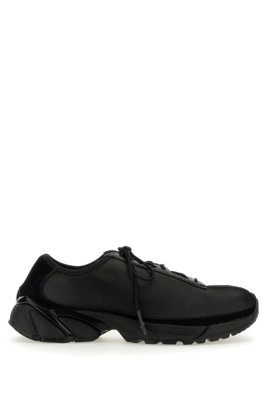 Our Legacy unisex Klove sneaker black with black patent leather and chunky sculpted sole with matching laces