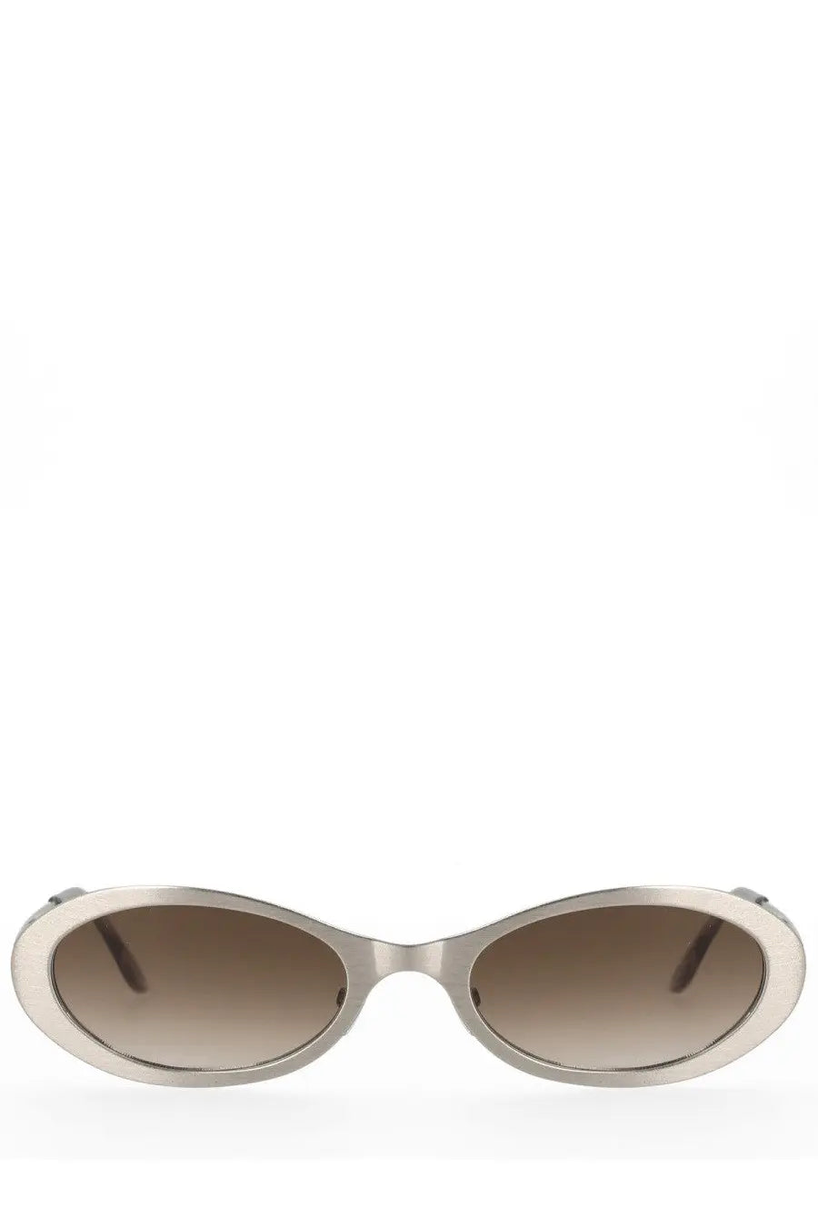 Our Legacy unisex sunglasses tad silver with silver oval frames and gradient brown lenses