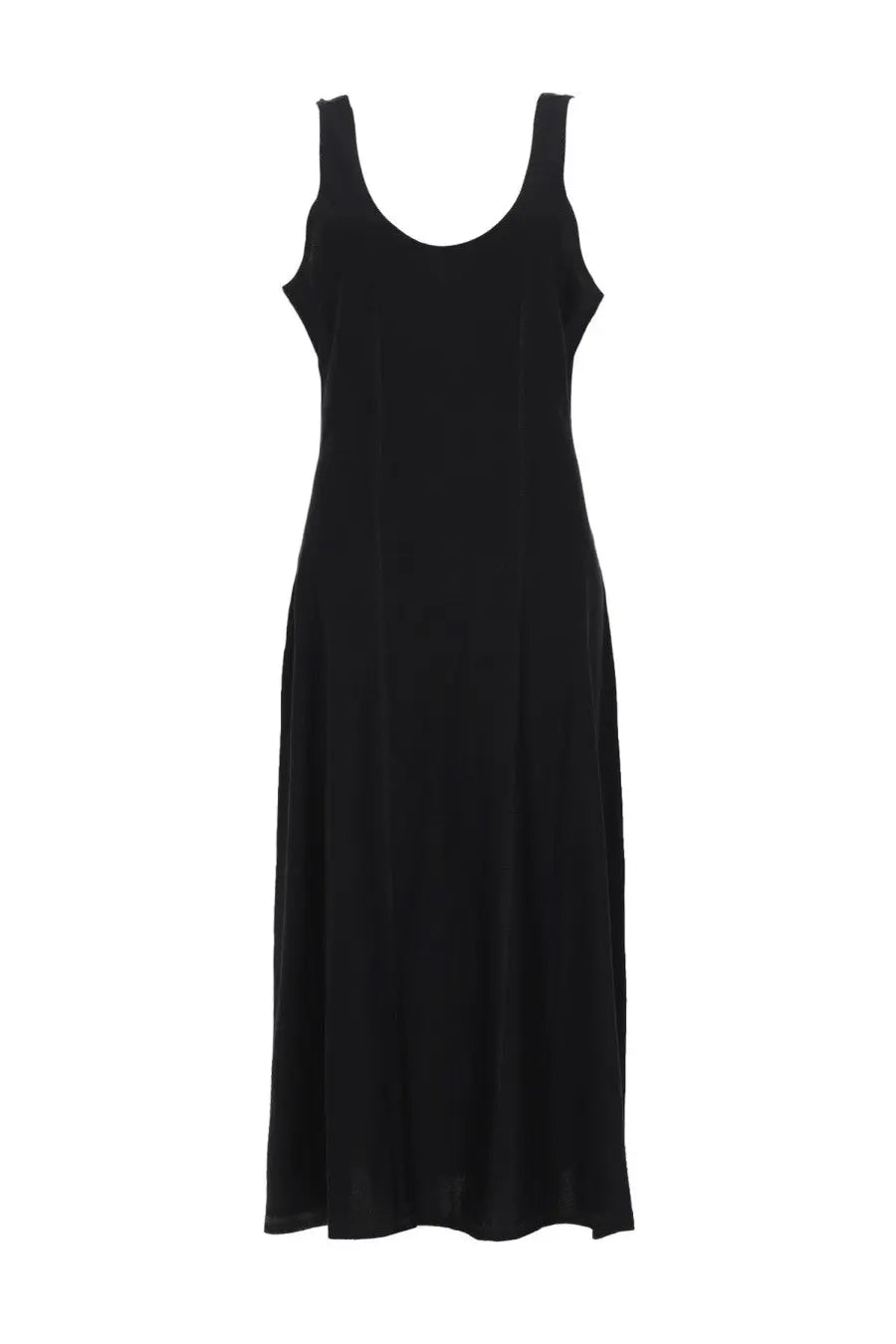 Our Legacy women’s Blade midi dress black is a sleeveless maxi dress with soft flowing fabric and rounded neckline