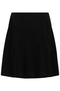 Our Legacy women’s minigonna girdle black pleated mini skirt with smooth structured waistband and crisp vertical folds