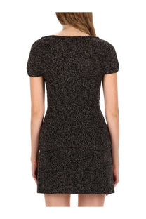 Our Legacy women’s sculpt shirt multicolor black and silver textured knit mini dress with short sleeves