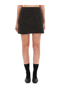 Our legacy women’s sculpt skirt multicolor black textured mini skirt with ribbed waistband and frayed hem