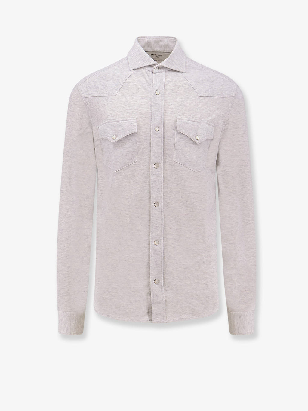 Brunello Cucinelli Men's Piqué Cotton Shirt Grey