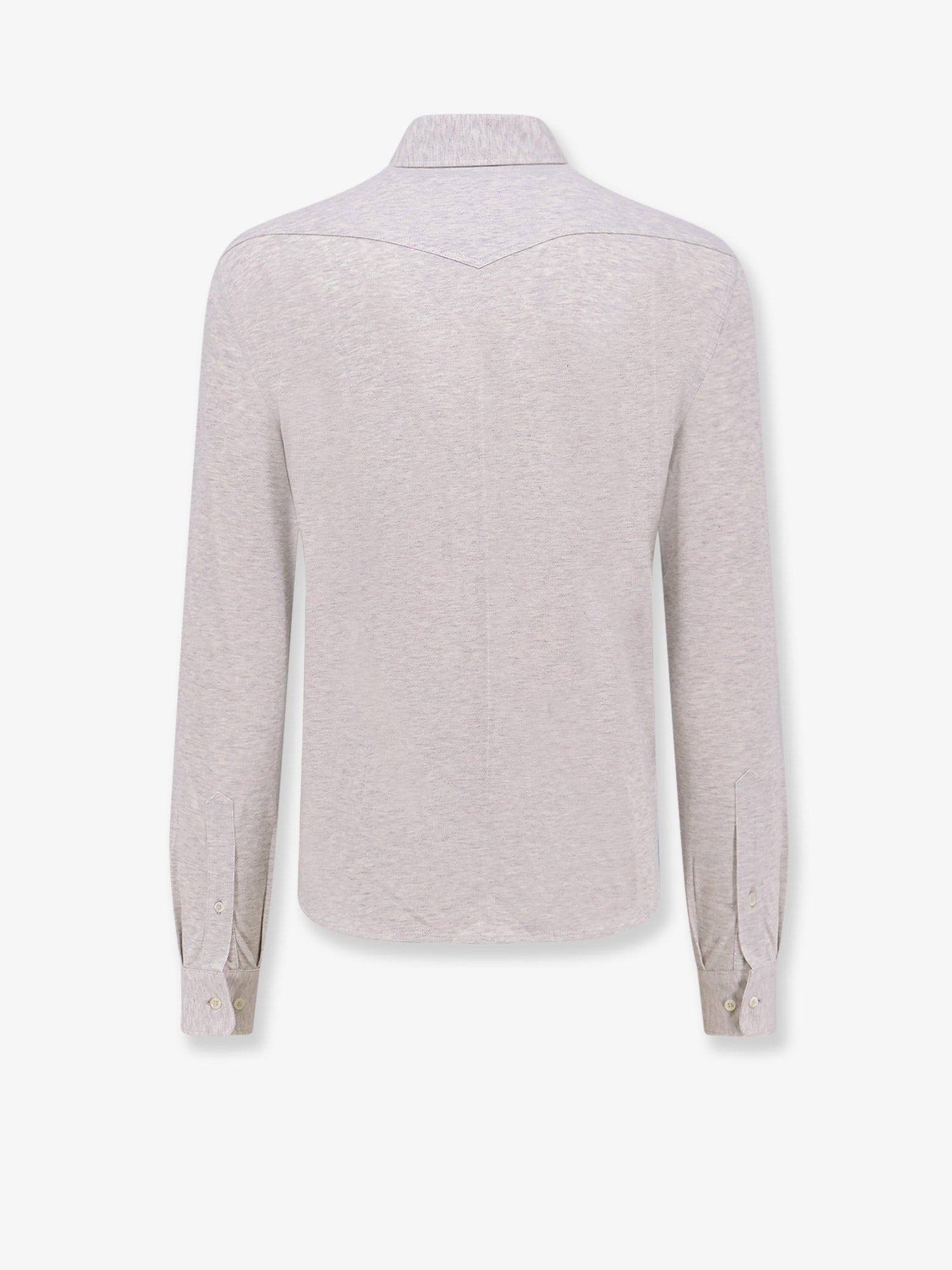 Brunello Cucinelli Men's Piqué Cotton Shirt Grey