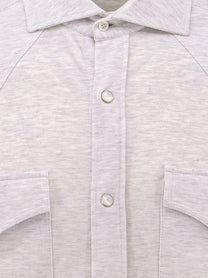Brunello Cucinelli Men's Piqué Cotton Shirt Grey