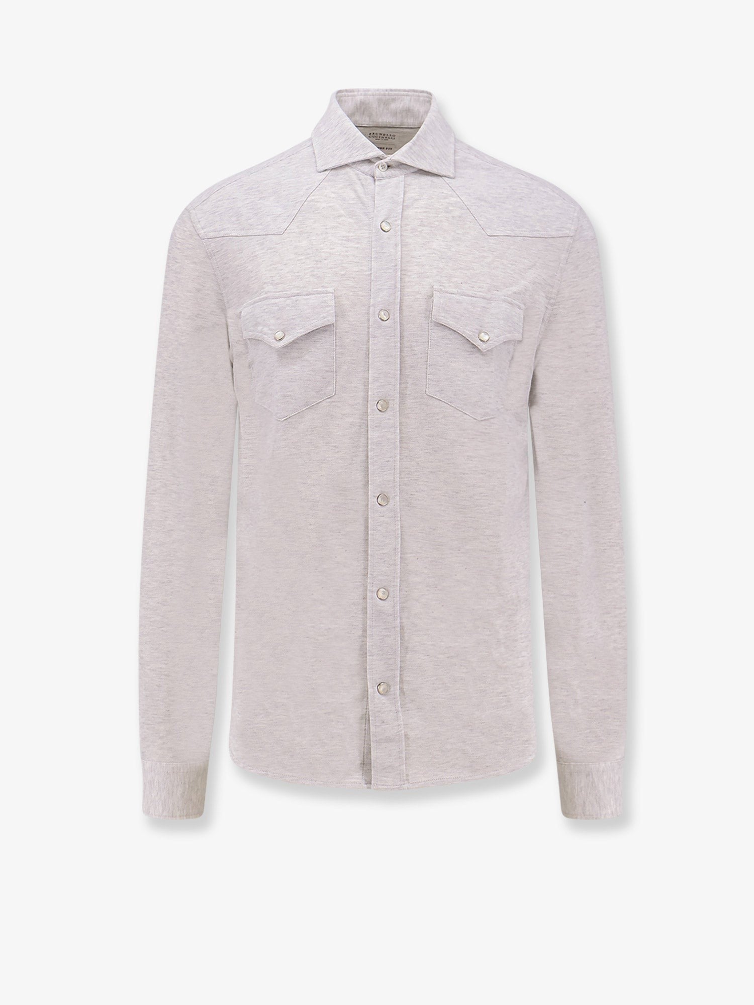 Brunello Cucinelli Men's Piqué Cotton Shirt Grey
