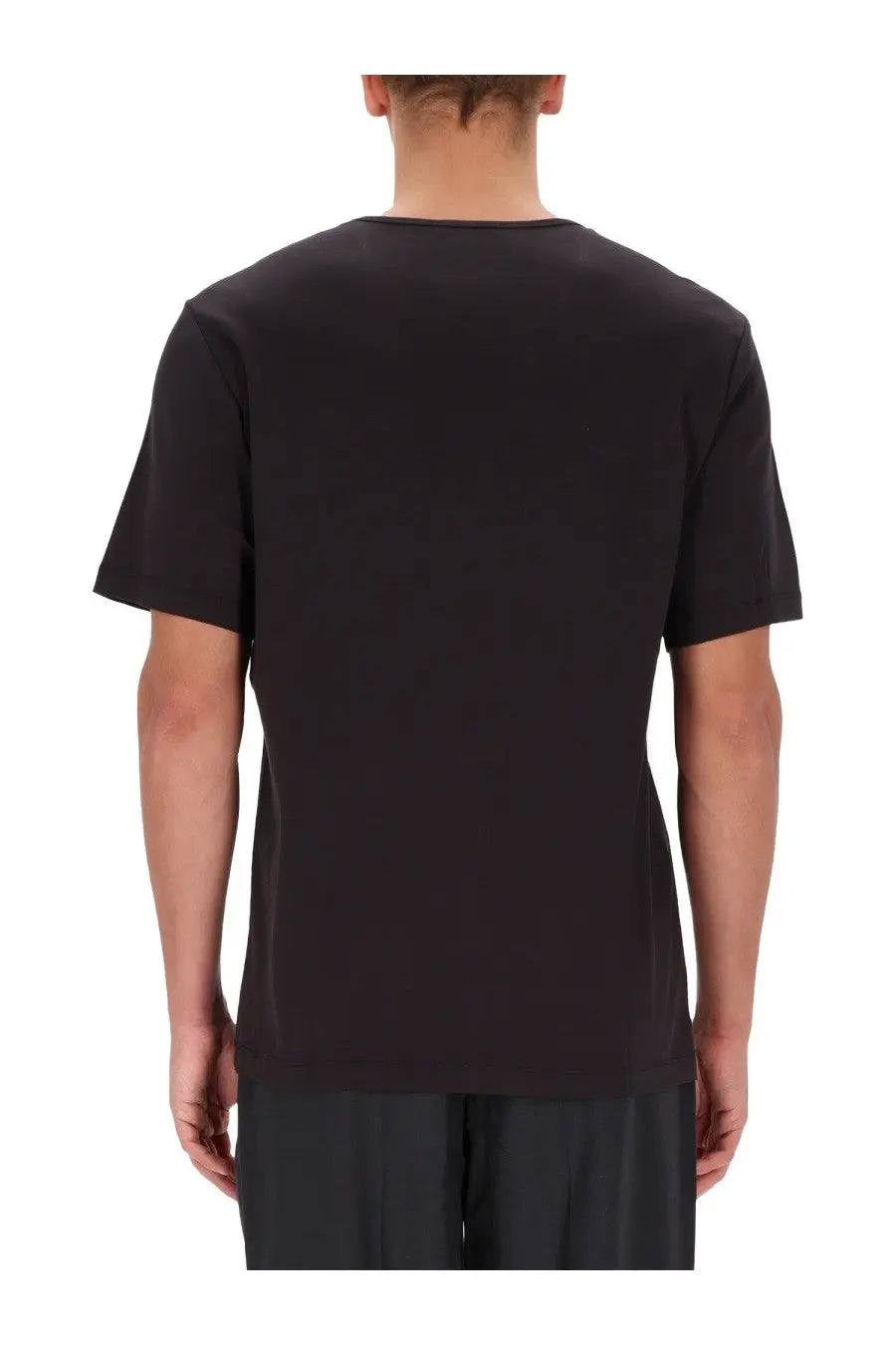 Black short-sleeved crew neck cotton t-shirt for men by lemaire in grey color