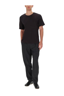 Black short-sleeved crew neck t-shirt made of cotton shown in a lemaire mens cotton shirt grey product image