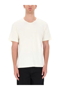 Lemaire men’s off-white cotton crew neck shirt with soft textured fabric and minimalist design