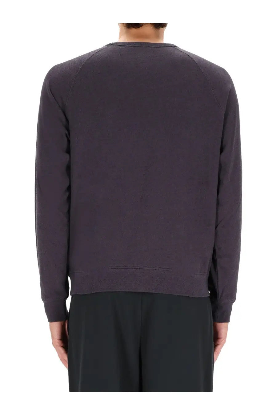 Dark gray lemaire men’s cotton crewneck sweatshirt with ribbed cuffs and hem for casual wear