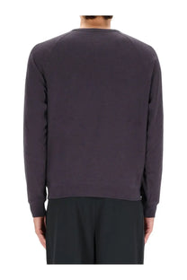 Dark gray lemaire men’s cotton crewneck sweatshirt with ribbed cuffs and hem for casual wear