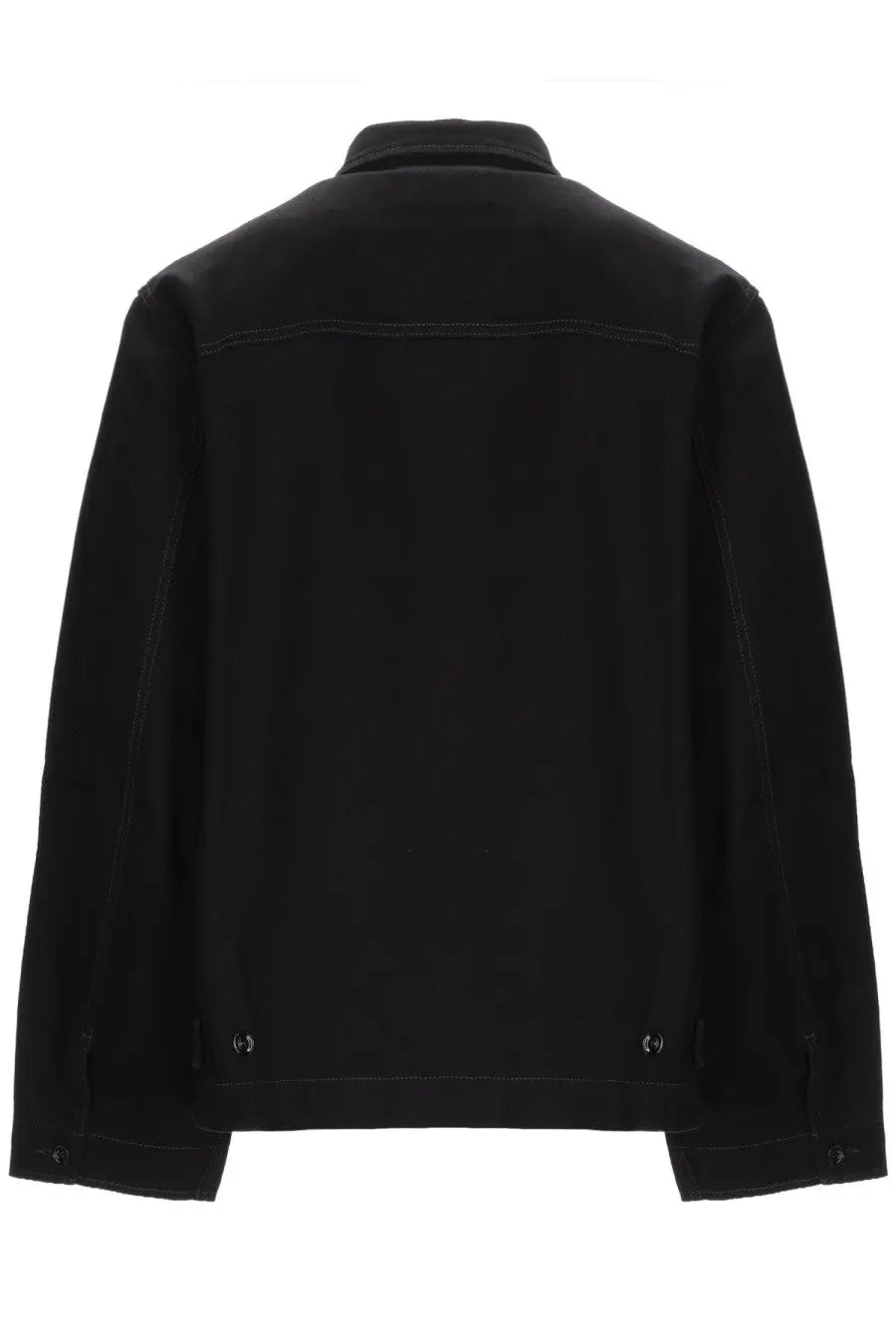 Lemaire men’s giacca boxy black black denim jacket with classic collar and buttoned cuffs