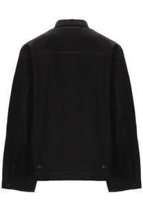 Lemaire men’s giacca boxy black black denim jacket with classic collar and buttoned cuffs