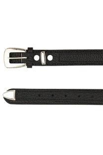 Lemaire men’s minimal western belt black textured leather with silver-toned buckle and matching tip