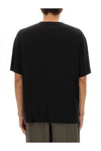 Lemaire men’s relaxed fit black oversized short sleeve t-shirt with simple crew neck for casual wear