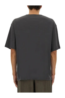 Dark gray oversized Lemaire men’s relaxed fit t-shirt with short sleeves made from soft breathable fabric