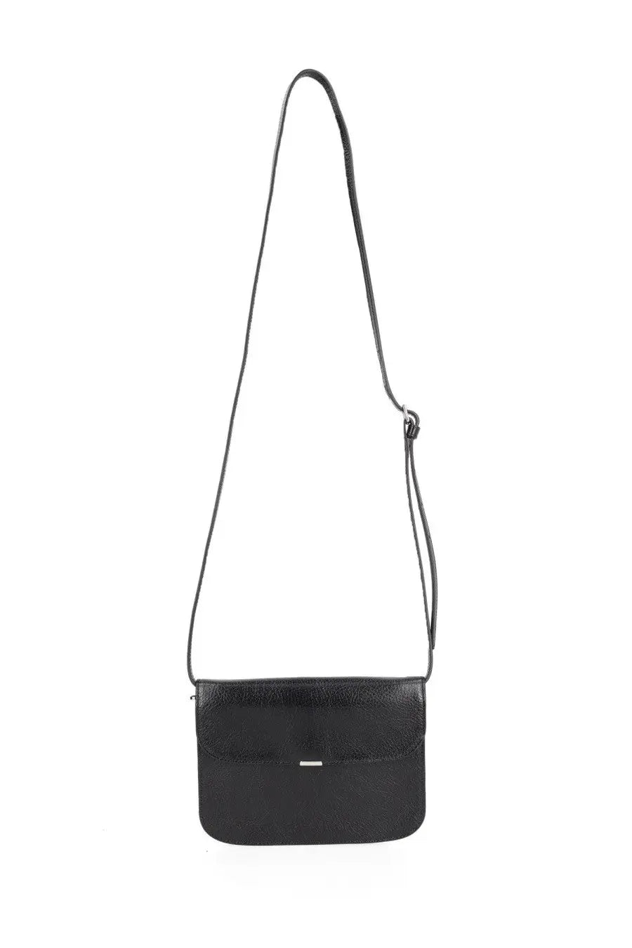Black textured leather crossbody bag with slender adjustable strap from Lemaire mens soft tab wallet black collection
