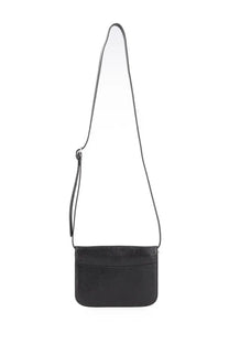 Lemaire men’s soft tab wallet black featuring a black textured leather crossbody bag with a slender adjustable strap