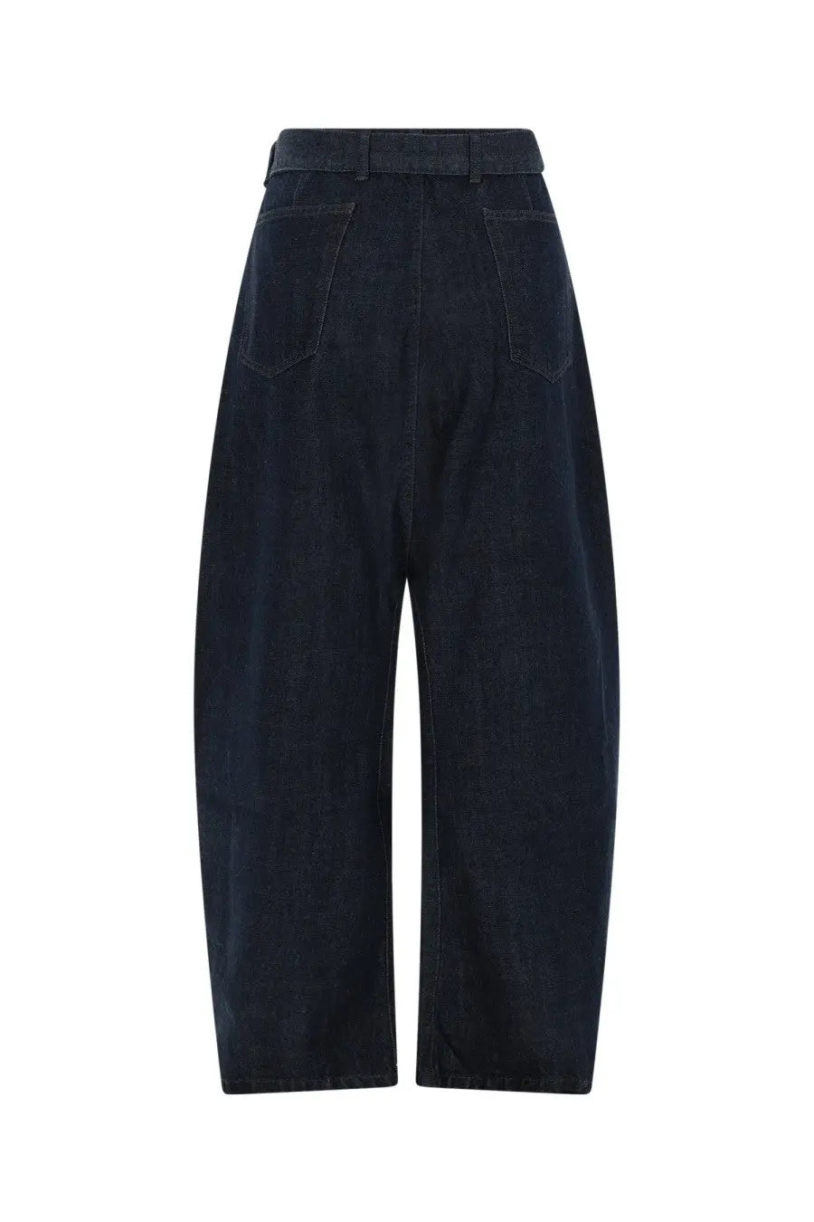 Dark indigo high waist wide straight-leg denim trousers by Lemaire unisex twisted pants blue