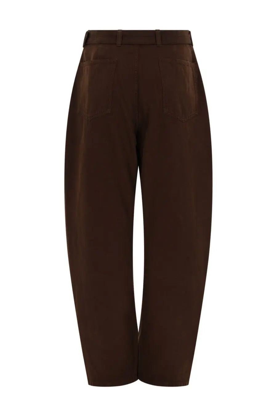 Brown high-waisted lemaire unisex twisted pants with a sleek modern cut and subtle textured fabric