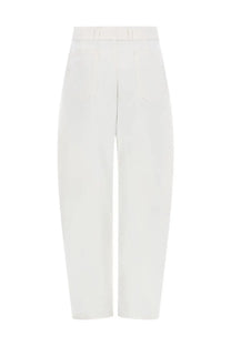 Lemaire unisex twisted pants white high-rise trousers with minimalist design and subtle front pleats