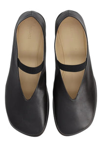 Lemaire women’s ballerina glove brown black leather ballet flats with sleek design and elastic strap across instep