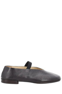 Lemaire women’s ballerina glove brown black leather mary jane flat shoe with simple strap across the instep