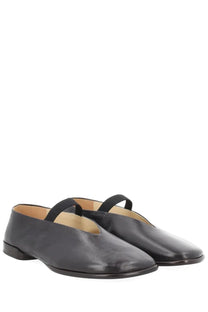 Lemaire women’s ballerina glove brown leather mary jane flats with sleek minimalist design and thin ankle straps