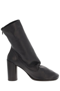 Black leather ankle boot with block heel and slouched upper from lemaire womens boots glove brown collection