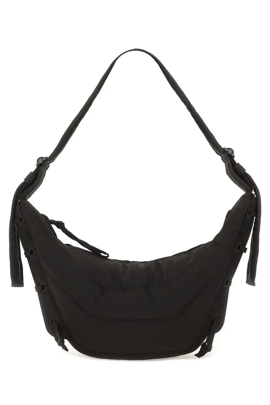 Lemaire women’s borsa soft game small brown nylon crossbody bag with adjustable strap and reinforced stitching